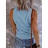 MEROKEETY Women’s 2026 Summer Sleeveless Tank Tops V Neck Ribbed Dressy Casual Henley Shirts Button Loose Cami Tees(Skyblue)
