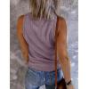 MEROKEETY Women’s 2026 Summer Sleeveless Tank Tops V Neck Ribbed Dressy Casual Henley Shirts Button Loose Cami Tees(Taro)