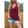 MEROKEETY Women’s 2026 Summer Sleeveless Tank Tops V Neck Ribbed Dressy Casual Henley Shirts Button Loose Cami Tees(Wine)