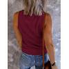 MEROKEETY Women’s 2026 Summer Sleeveless Tank Tops V Neck Ribbed Dressy Casual Henley Shirts Button Loose Cami Tees(Wine)