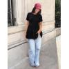 MEROKEETY Women’s 2026 Summer Spring Tunic Babydoll Tops Short Sleeve Waffle Knit Shirts Casual Loose Peplum Blouses(Black)