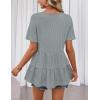 MEROKEETY Women’s 2026 Summer Spring Tunic Babydoll Tops Short Sleeve Waffle Knit Shirts Casual Loose Peplum Blouses(Grey)