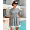 MEROKEETY Women’s 2026 Summer Spring Tunic Babydoll Tops Short Sleeve Waffle Knit Shirts Casual Loose Peplum Blouses(Grey)
