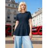 MEROKEETY Women’s 2026 Summer Spring Tunic Babydoll Tops Short Sleeve Waffle Knit Shirts Casual Loose Peplum Blouses(Navy)
