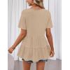 MEROKEETY Women’s 2026 Summer Spring Tunic Babydoll Tops Short Sleeve Waffle Knit Shirts Casual Loose Peplum Blouses(Oatmeal)