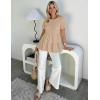 MEROKEETY Women’s 2026 Summer Spring Tunic Babydoll Tops Short Sleeve Waffle Knit Shirts Casual Loose Peplum Blouses(Oatmeal)