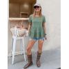 MEROKEETY Women’s 2026 Summer Spring Tunic Babydoll Tops Short Sleeve Waffle Knit Shirts Casual Loose Peplum Blouses(Olive)