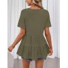 MEROKEETY Women’s 2026 Summer Spring Tunic Babydoll Tops Short Sleeve Waffle Knit Shirts Casual Loose Peplum Blouses(Seagrass)