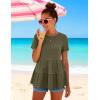 MEROKEETY Women’s 2026 Summer Spring Tunic Babydoll Tops Short Sleeve Waffle Knit Shirts Casual Loose Peplum Blouses(Seagrass)