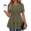 MEROKEETY Women’s 2026 Summer Spring Tunic Babydoll Tops Short Sleeve Waffle Knit Shirts Casual Loose Peplum Blouses(Seagrass)
