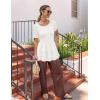 MEROKEETY Women’s 2026 Summer Spring Tunic Babydoll Tops Short Sleeve Waffle Knit Shirts Casual Loose Peplum Blouses(White)
