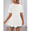 MEROKEETY Women’s 2026 Summer Spring Tunic Babydoll Tops Short Sleeve Waffle Knit Shirts Casual Loose Peplum Blouses(White)