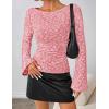 MEROKEETY Women’s Bell Long Sleeve Shirts 2025 Fall Floral Going Out Tops Slim Fit Y2k Clothes Outifts(Dustypink)