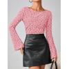 MEROKEETY Women’s Bell Long Sleeve Shirts 2025 Fall Floral Going Out Tops Slim Fit Y2k Clothes Outifts(Dustypink)