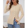 MEROKEETY Women’s Cable Knit Peplum Cardigan Sweaters 2026 Trendy Fall Open Front Button Down Soft Knitted Coat(Apricot)