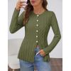 MEROKEETY Women’s Cable Knit Peplum Cardigan Sweaters 2026 Trendy Fall Open Front Button Down Soft Knitted Coat(Army Green)