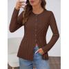 MEROKEETY Women’s Cable Knit Peplum Cardigan Sweaters 2026 Trendy Fall Open Front Button Down Soft Knitted Coat(Brown)