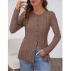 MEROKEETY Women’s Cable Knit Peplum Cardigan Sweaters 2026 Trendy Fall Open Front Button Down Soft Knitted Coat(Camel)