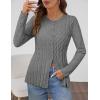 MEROKEETY Women’s Cable Knit Peplum Cardigan Sweaters 2026 Trendy Fall Open Front Button Down Soft Knitted Coat(Grey)