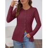 MEROKEETY Women’s Cable Knit Peplum Cardigan Sweaters 2026 Trendy Fall Open Front Button Down Soft Knitted Coat(Wine)