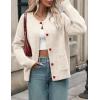 MEROKEETY Women’s Cardigan Sweaters 2026 Fall Trendy Chunky Knit Button Up Cute Winter Long Sleeve Open Front Coats(Beige)