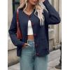 MEROKEETY Women’s Cardigan Sweaters 2026 Fall Trendy Chunky Knit Button Up Cute Winter Long Sleeve Open Front Coats(Navy)