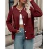MEROKEETY Women’s Cardigan Sweaters 2026 Fall Trendy Chunky Knit Button Up Cute Winter Long Sleeve Open Front Coats(Wine)