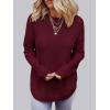 MEROKEETY Women’s Casual Long Sleeve Sweaters 2025 Loose Crew Neck Fall Winter Knit Pullover Sweater Tops(Burgundy)