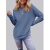 MEROKEETY Women’s Casual Long Sleeve Sweaters 2025 Loose Crew Neck Fall Winter Knit Pullover Sweater Tops(Dustyblue)