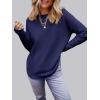 MEROKEETY Women’s Casual Long Sleeve Sweaters 2025 Loose Crew Neck Fall Winter Knit Pullover Sweater Tops(Navy)
