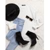 MEROKEETY Women’s Casual Long Sleeve Sweaters 2025 Loose Crew Neck Fall Winter Knit Pullover Sweater Tops(White)