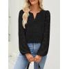 MEROKEETY Women’s Eyelet Long Sleeve Shirts Tops Dressy Casual Fall Trendy Flower Lace Boho Crochet Blouses(Black)