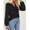MEROKEETY Women’s Eyelet Long Sleeve Shirts Tops Dressy Casual Fall Trendy Flower Lace Boho Crochet Blouses(Black)