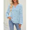 MEROKEETY Women’s Eyelet Long Sleeve Shirts Tops Dressy Casual Fall Trendy Flower Lace Boho Crochet Blouses(Blue)