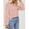 MEROKEETY Women’s Eyelet Long Sleeve Shirts Tops Dressy Casual Fall Trendy Flower Lace Boho Crochet Blouses(Pink)