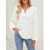 MEROKEETY Women’s Eyelet Long Sleeve Shirts Tops Dressy Casual Fall Trendy Flower Lace Boho Crochet Blouses(White)