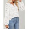 MEROKEETY Women’s Eyelet Long Sleeve Shirts Tops Dressy Casual Fall Trendy Flower Lace Boho Crochet Blouses(White)