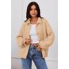 MEROKEETY Women’s Fall 2026 Chunky Cardigan Sweaters Trendy Ruffle Button Down Long Sleeve Casual Knit Coat Winter Clothes(Apricot)
