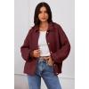 MEROKEETY Women’s Fall 2026 Chunky Cardigan Sweaters Trendy Ruffle Button Down Long Sleeve Casual Knit Coat Winter Clothes(Burgundy)