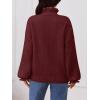 MEROKEETY Women’s Fall 2026 Chunky Cardigan Sweaters Trendy Ruffle Button Down Long Sleeve Casual Knit Coat Winter Clothes(Burgundy)