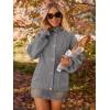 MEROKEETY Women’s Fall 2026 Chunky Cardigan Sweaters Trendy Ruffle Button Down Long Sleeve Casual Knit Coat Winter Clothes(Grey)