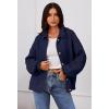 MEROKEETY Women’s Fall 2026 Chunky Cardigan Sweaters Trendy Ruffle Button Down Long Sleeve Casual Knit Coat Winter Clothes(Navy)