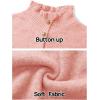 MEROKEETY Women’s Fall 2026 Chunky Cardigan Sweaters Trendy Ruffle Button Down Long Sleeve Casual Knit Coat Winter Clothes(Pink)
