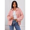 MEROKEETY Women’s Fall 2026 Chunky Cardigan Sweaters Trendy Ruffle Button Down Long Sleeve Casual Knit Coat Winter Clothes(Pink)