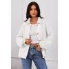 MEROKEETY Women’s Fall 2026 Chunky Cardigan Sweaters Trendy Ruffle Button Down Long Sleeve Casual Knit Coat Winter Clothes(White)