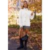 MEROKEETY Women’s Fall 2026 Chunky Cardigan Sweaters Trendy Ruffle Button Down Long Sleeve Casual Knit Coat Winter Clothes(White)