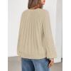 MEROKEETY Women’s Fall Cable Knit Sweater 2025 Fashion Warm Crew Neck Lantern Sleeve Chunky Winter Pullover Tops(Apricot)