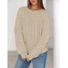 MEROKEETY Women’s Fall Cable Knit Sweater 2025 Fashion Warm Crew Neck Lantern Sleeve Chunky Winter Pullover Tops(Apricot)