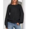 MEROKEETY Women’s Fall Cable Knit Sweater 2025 Fashion Warm Crew Neck Lantern Sleeve Chunky Winter Pullover Tops(Black)