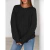 MEROKEETY Women’s Fall Cable Knit Sweater 2025 Fashion Warm Crew Neck Lantern Sleeve Chunky Winter Pullover Tops(Black)